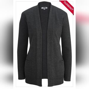 JERSEY KNIT ACRYLIC OPEN CARDIGAN, Charcoal
